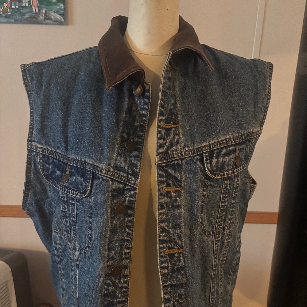 90’s Gap Sherpa Denim Trucker Vest - Picture 1 of 3